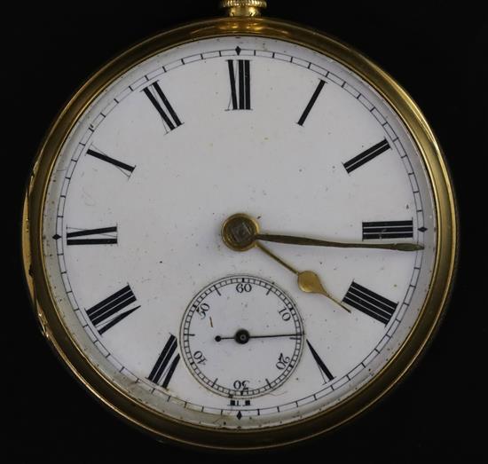 A Victorian 18ct gold keywind open faced pocket watch by E & M Goldston, Edinburgh,
